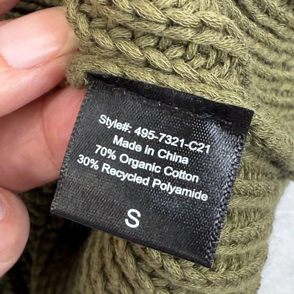 Jenni Kayne NWOT Womens Olive Green Organic Cotton Blend Knit Cardigan Sweater S